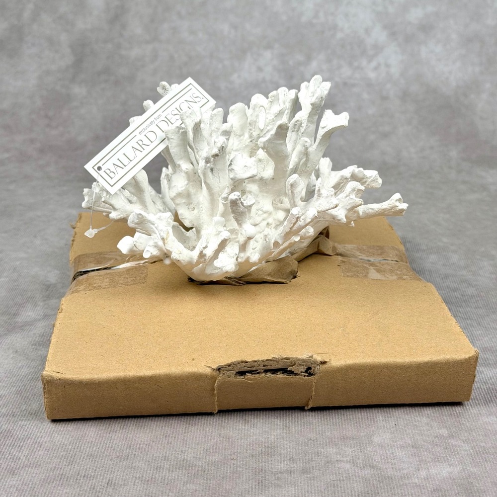 Ballard Designs White Faux Coral Sculpture Coastal Decorative Tabletop Accent